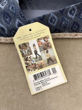 NEW Auth Alpargata Collection Blue Bleach Wash Denim Espadrille Slip-on Flats